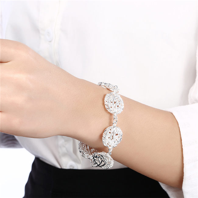 Hot sale best gift 925 silver Hollow flower bracelet series DFMCH235, Brand new sterling silver plate Chain link bracelets high grade