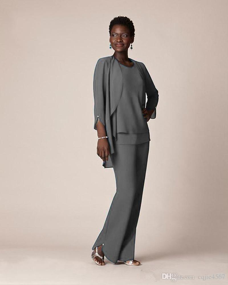 New Grey Chiffon Formal Pant Suits For Mother Groom Dresses Evening Wear Long Mother of the Bride Dresses With Jackets Plus Size Custom Made
New Grey Chiffon Formal Pant Suits For Mother Groom Dresses Evening Wear Long Mother of the Bride Dresses With Jackets Plus Size Custom Made