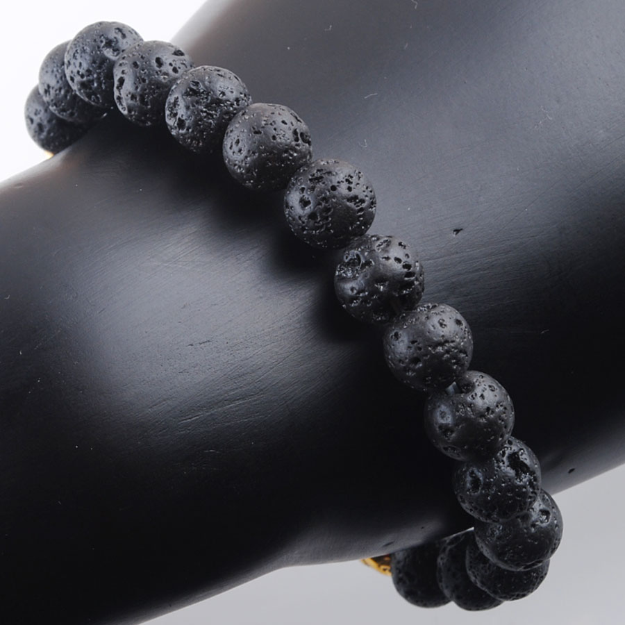 WOJIAER 8mm Volcano Stone Beads Ghost Head Strands Bracelets 7 Chakra Healing Mala Meditation Prayer Yoga Women Jewelry K3233