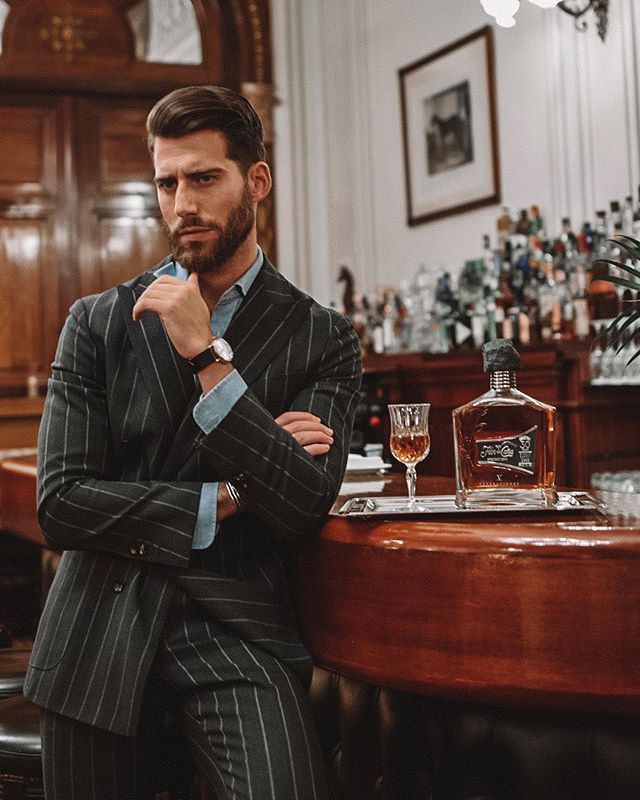 Handsome Pinstripe Groom Wedding Suits Groom Slim Fit Double Breasted Formal Work Prom Office Blazer Jacket(Jacket+Pants)