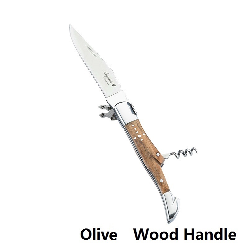 Laguiole Style Wood Handle Corkscrew Wine Opener Knife Stainless Steel Sommelier Beer Can Bottle Openers Foil Cutter in Gift Box Y200405