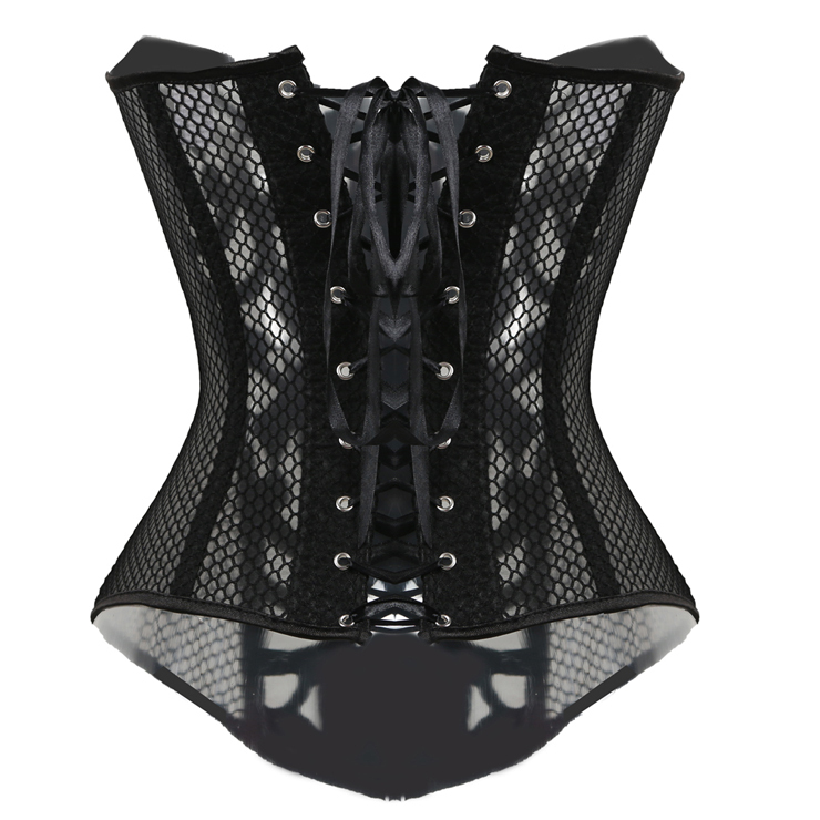 Sexy Mesh Corsets and Bustie Elastic Net Hollow Out Flowers Design Busk Closure Bustier Corset Body Shapewear cincher corselet 8124