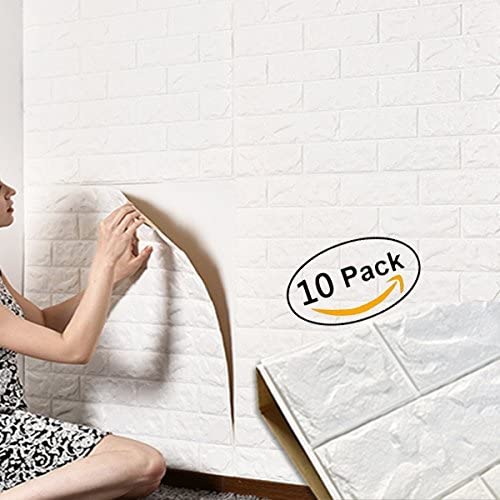 3D brick wallpaper, removable peal and PE foam wall sticker for living room sq ft 3.875 / pcs (White brick 10 Pieces
3D brick wallpaper, removable peal and PE foam wall sticker for living room sq ft 3.875 / pcs (White brick 10 Pieces