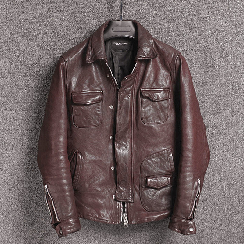 vintage motorcycle Men' vegetable tanning sheepskin slim fit biker jacket men japanese Wrinkle leather coat male, Vinatge black
vintage motorcycle Men' vegetable tanning sheepskin slim fit biker jacket men japanese Wrinkle leather coat male, Vinatge black
