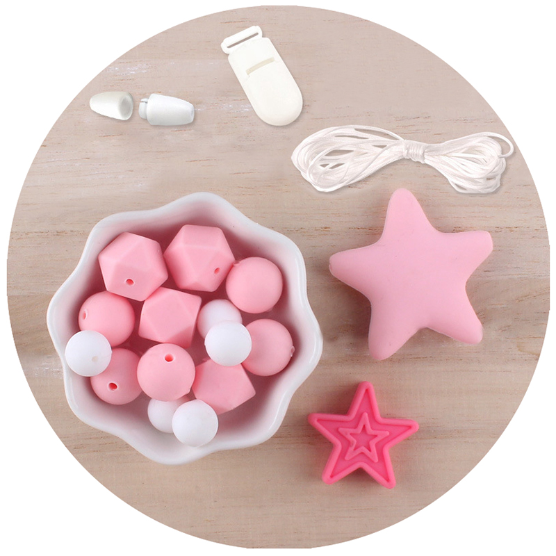 21Pcs/set Grade Silicone Teethers Cartoon Pentagram Bead DIY Necklace Nipple Chain Clip Accessories Teether Toy for Newbron
21Pcs/set Grade Silicone Teethers Cartoon Pentagram Bead DIY Necklace Nipple Chain Clip Accessories Teether Toy for Newbron