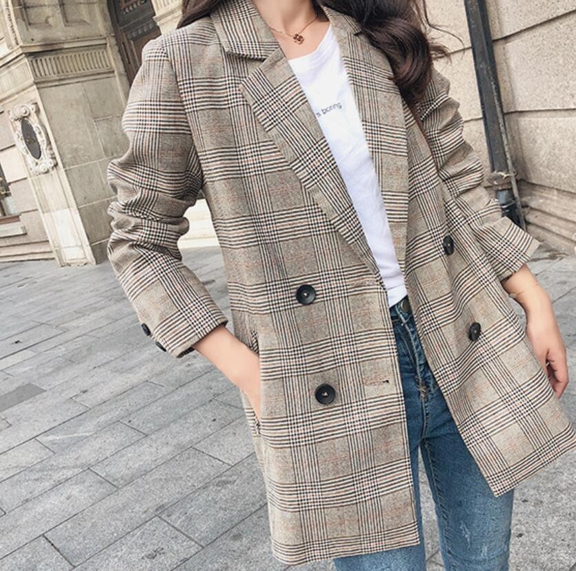 Spring Women Plaid Blazer Korean Fashion Streetwear Causal Plaid Coat Double Breasted Office Ladies Houndstooth Blazer, As pic
Spring Women Plaid Blazer Korean Fashion Streetwear Causal Plaid Coat Double Breasted Office Ladies Houndstooth Blazer, As pic