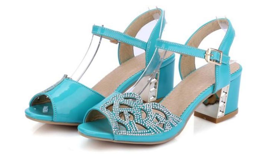2019 Women's Sandals in Summer with New style High heel Coarse heel @03, Pink