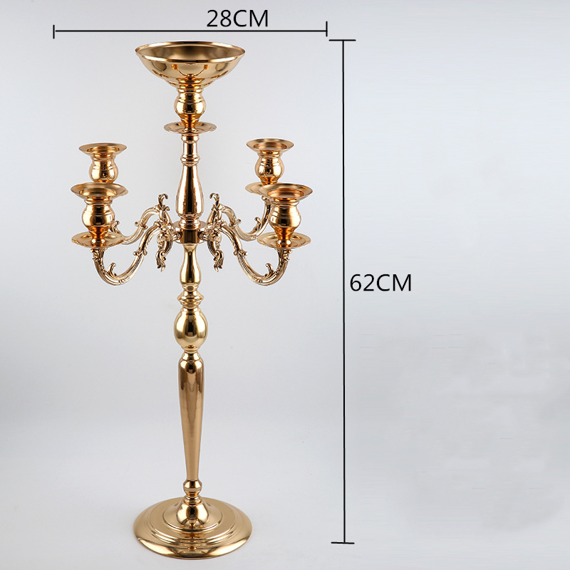 New stylegold 5-Arms Candelabrum Holders Metal Candelabras Gold Finish Candlesticks Candle Holder Wedding Party Event Decor senyu0392 H260310