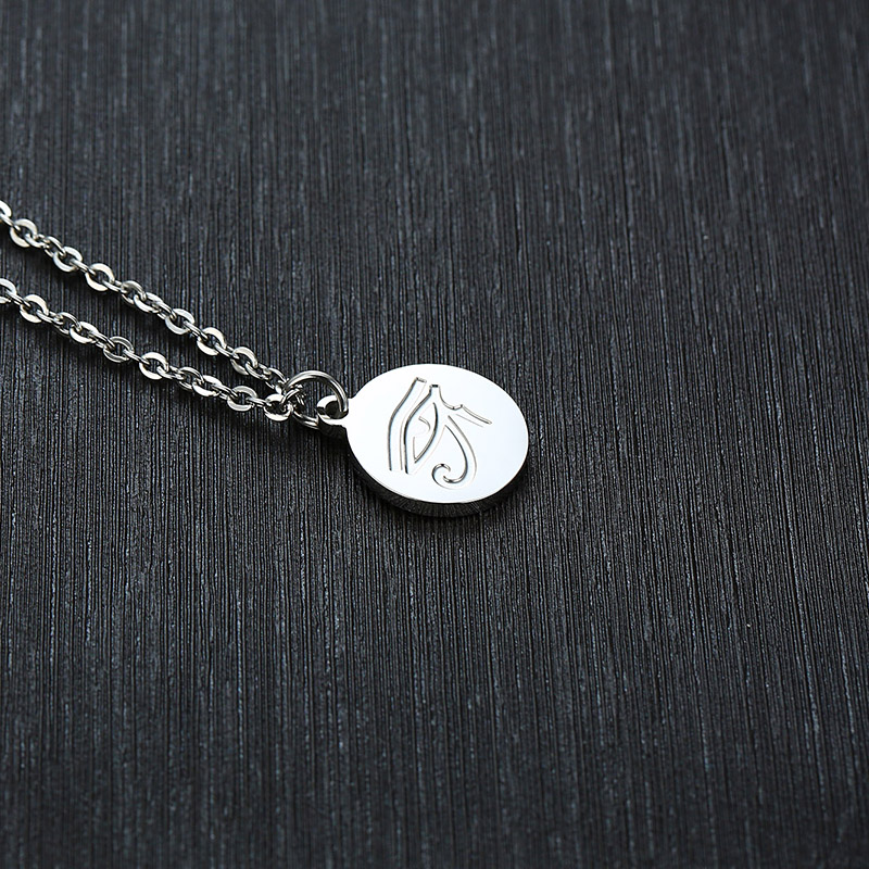 Tiny Eye of Horus Metal Charm Necklace in Stainless Steel Protection Symbol