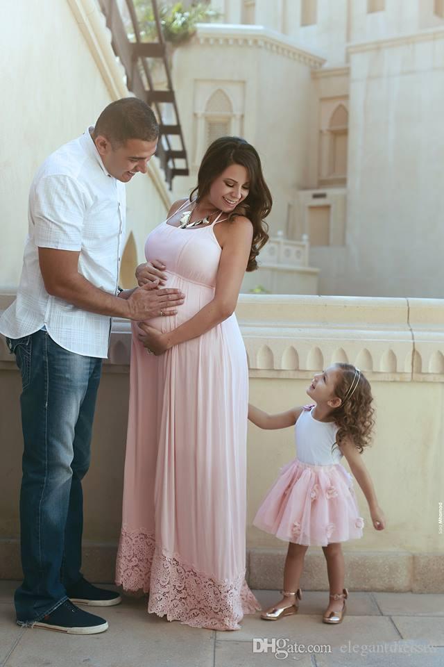A Line Pink Lace Prom Dresses For Pregnant Women Halter Neck Evening Party Gowns Wear Plus Size Ogstuff Vestidos Abendkleider Maternity Gown