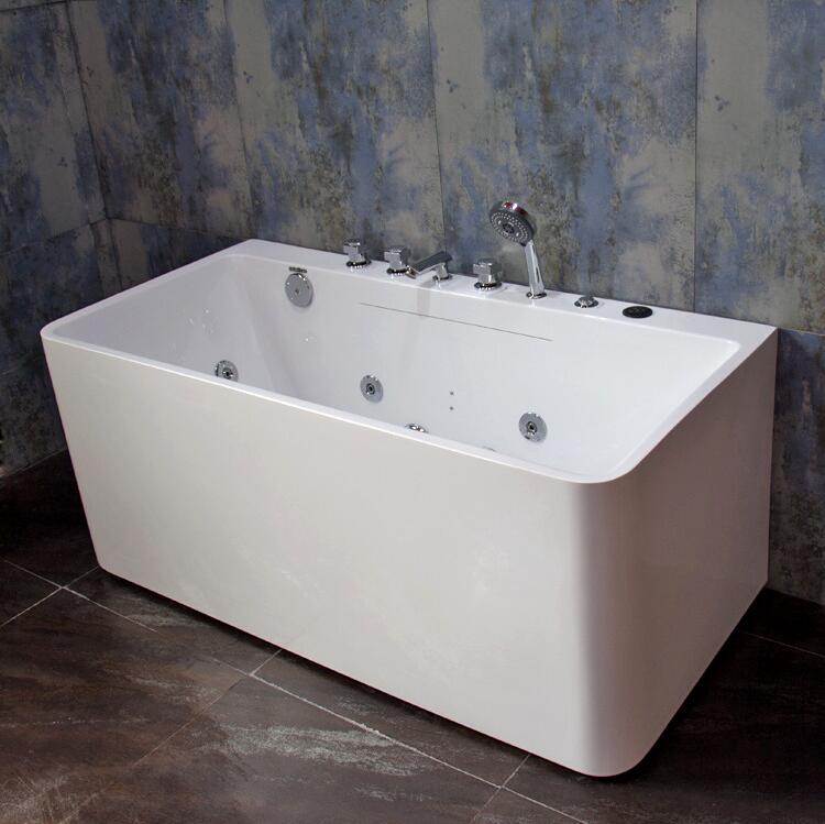 1700mm Whirlpool Waterfall Bathtub Acrylic Hydromassage Surfing Colourful LED Lights Tub NS1107-1