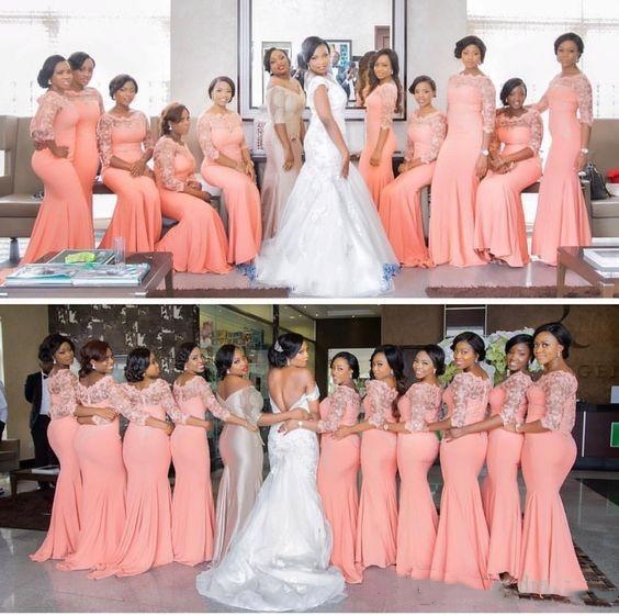 Elegant Light Coral Long Bridesmaids Dress with Sleeves Plus Size Lace Mermaid Party Dress African Bridemaid Dresses
Elegant Light Coral Long Bridesmaids Dress with Sleeves Plus Size Lace Mermaid Party Dress African Bridemaid Dresses
