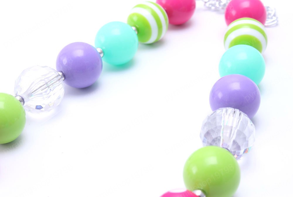 Cute Girls Child Chunky Beads Necklace Bracelets Set Colorful Bubblegum Chunky Jewelry Set For Baby Kids Gifts