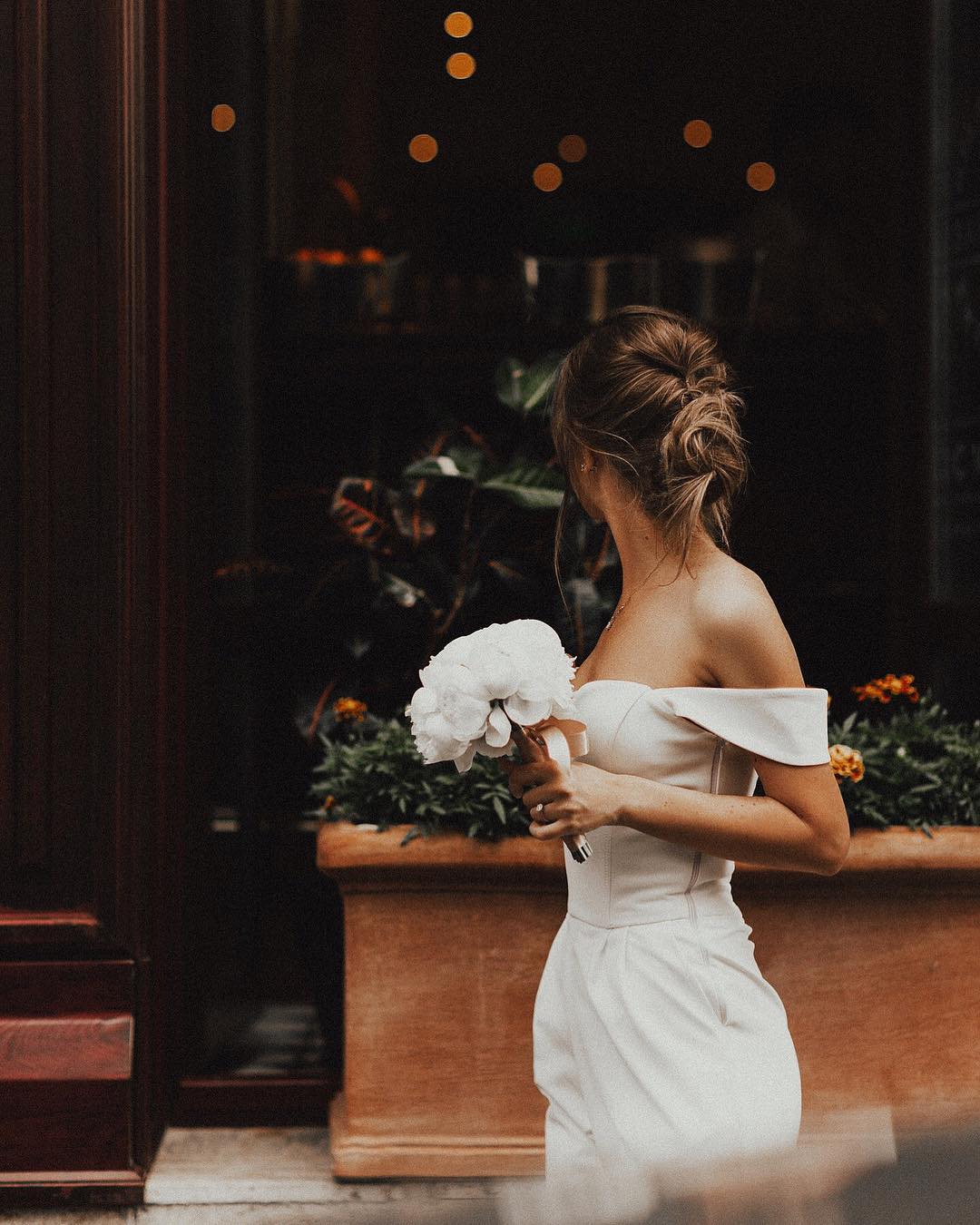 fashion wedding dresses women jumpsuits custom made off shoulder satin bridal gowns plus size wedding dress cheap