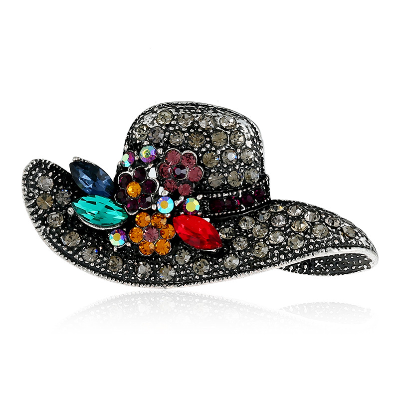Wholesale-Creative Gift High-end Fashion Hat with Drill Brooch Pin Jewelry