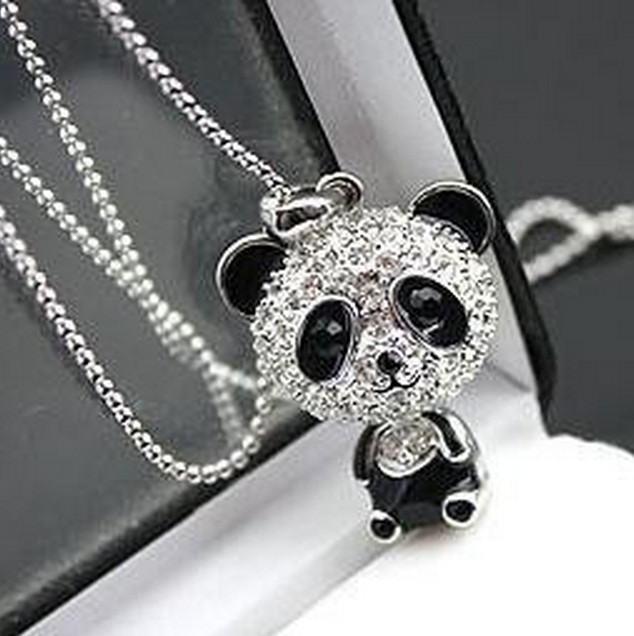 MissCyCy 2016 New Wholesale Good Quality Fashion Rhinestone Panda Womens Pendant Necklace For Women