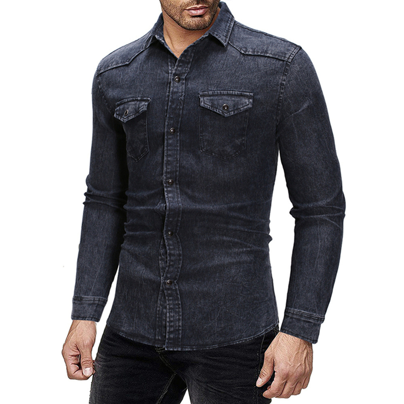 Casual Safari Style Jeans Shirt For Men Turn-down Collar Long Sleeve Shirts Fashion Slim Fit Male Blouse 2020 Men's Clothing, Myd011-2
Casual Safari Style Jeans Shirt For Men Turn-down Collar Long Sleeve Shirts Fashion Slim Fit Male Blouse 2020 Men's Clothing, Myd011-2