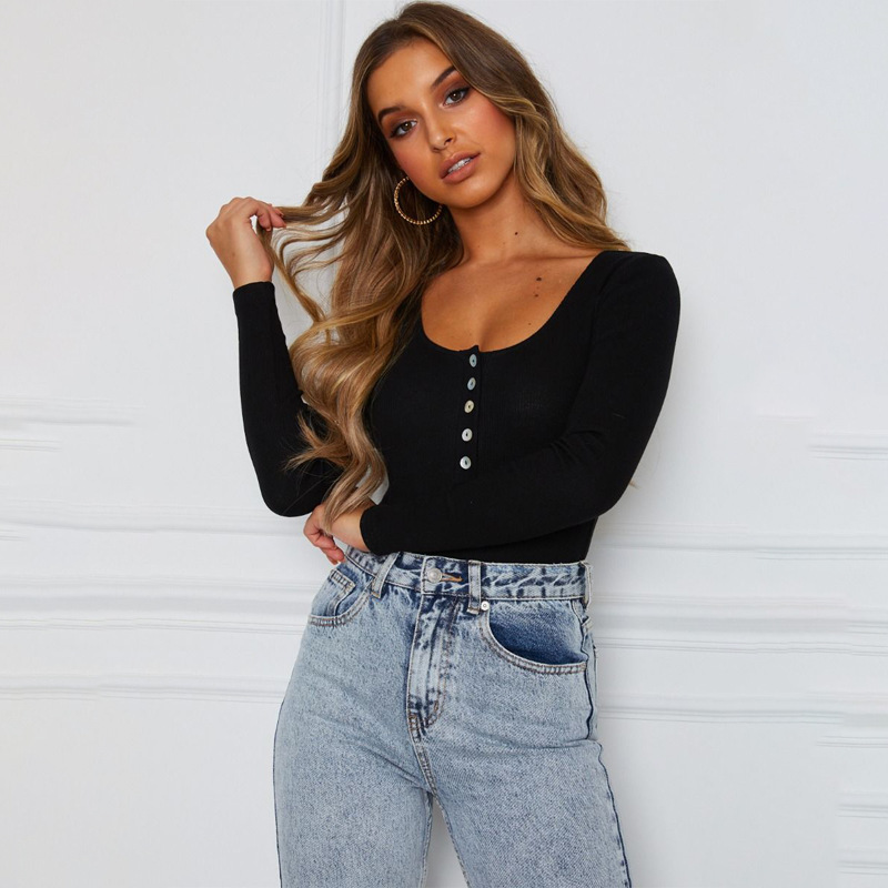 New style jumpsuit autumn and winter long-sleeved casual jumpsuit bodysuit women body suit Knitted Button Solid Bodysuits, Black
New style jumpsuit autumn and winter long-sleeved casual jumpsuit bodysuit women body suit Knitted Button Solid Bodysuits, Black