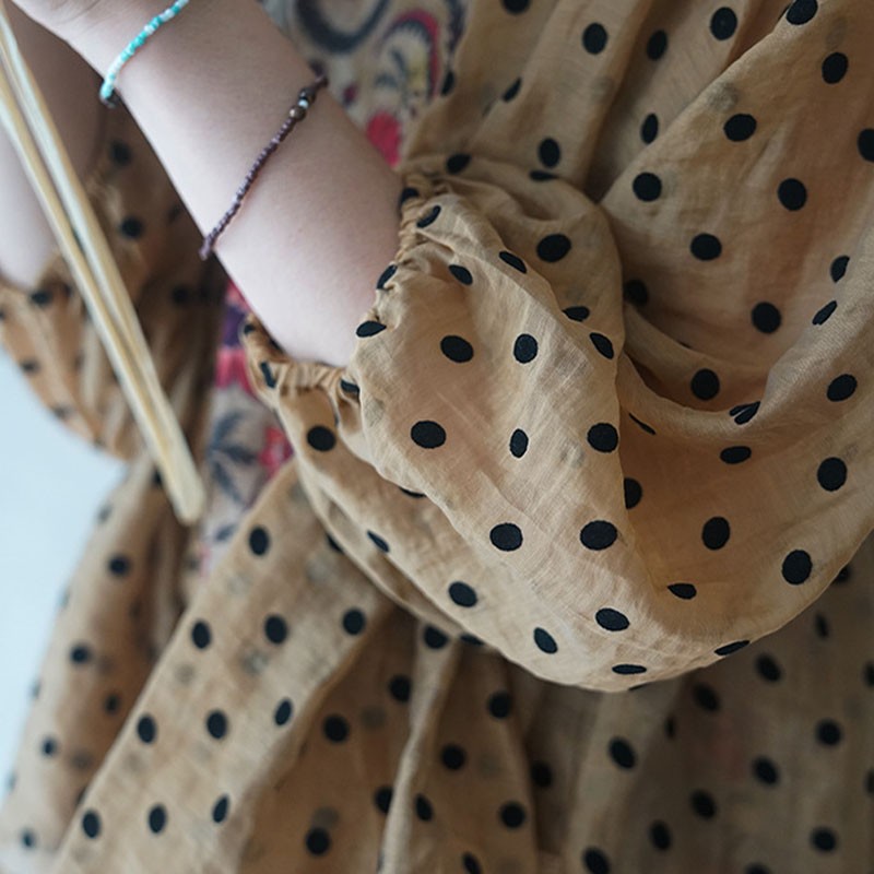 Johnature Retro Polka Dot Nine Quarter Sleeve All-match Cotton Linen Lace Up Shirt 2020 Summer New Simple Fashion Women Tops, Black dot
Johnature Retro Polka Dot Nine Quarter Sleeve All-match Cotton Linen Lace Up Shirt 2020 Summer New Simple Fashion Women Tops, Black dot
