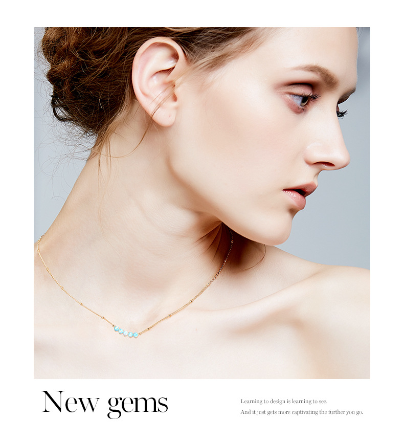 Fashion- stylish simple S925 sterling Silver Necklaces Water drop modelling Australian Jewelry clavicle chain