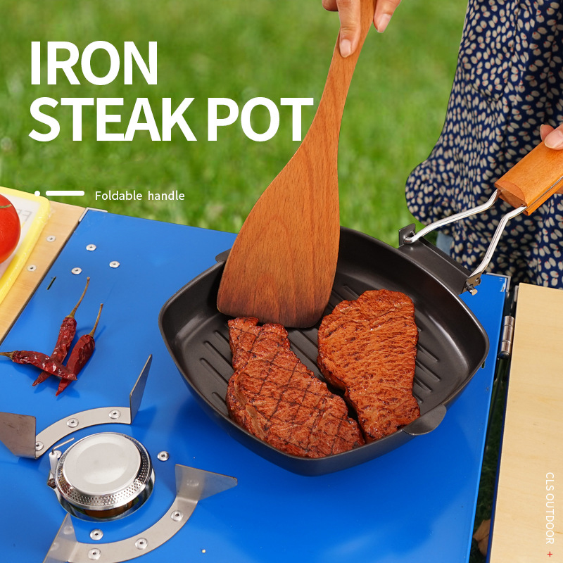 Outdoor Barbecue Plate Picnic Foldable Portable Pan Frying Pan Cast Iron Baking Anti-scalding Wooden Handle Double-mouth
Outdoor Barbecue Plate Picnic Foldable Portable Pan Frying Pan Cast Iron Baking Anti-scalding Wooden Handle Double-mouth