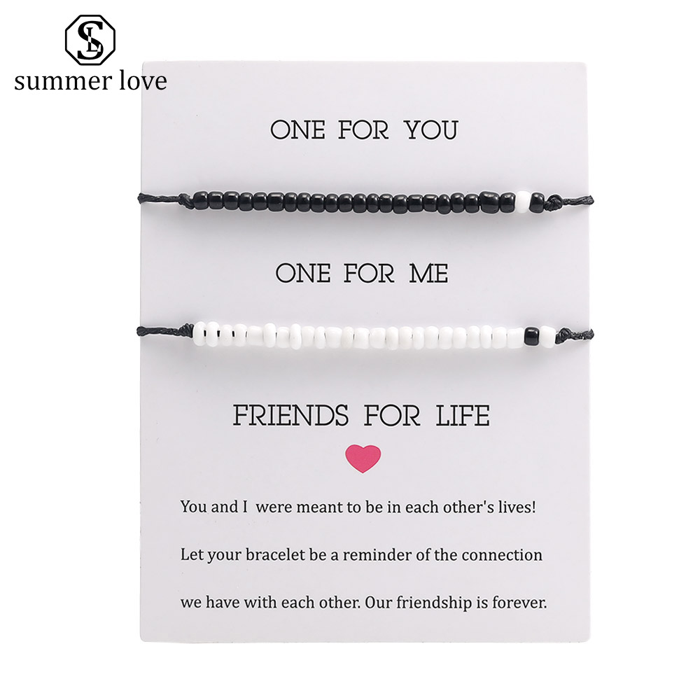 2pcs set seed beads bracelet for women men black white beaded waterproof rope wax handmade woven couple friendahip bracelet gift 
2pcs set seed beads bracelet for women men black white beaded waterproof rope wax handmade woven couple friendahip bracelet gift