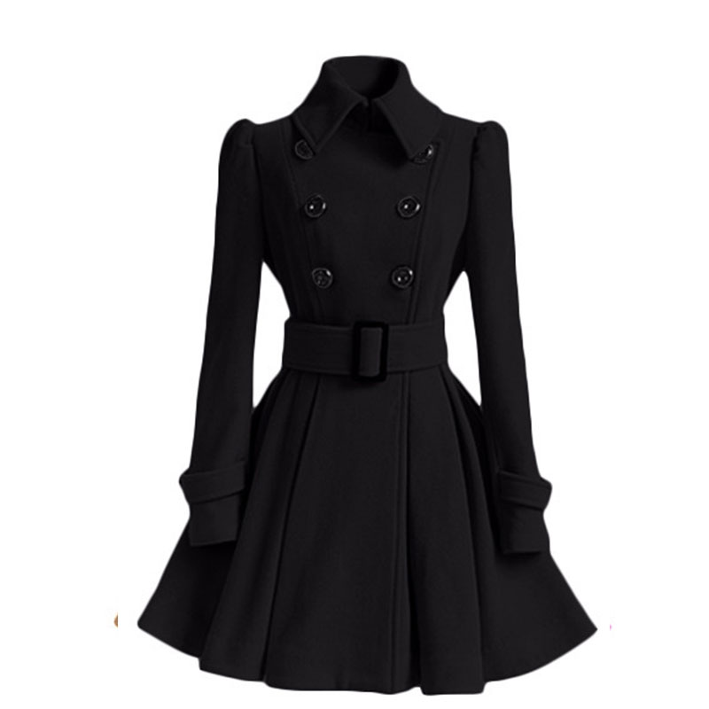 Women's Wool & Blends Womens Fashion Winter Coats Belt Coat Women Skirt Type A-Line Woolen Female Jacket Manteau Femme Hiver
