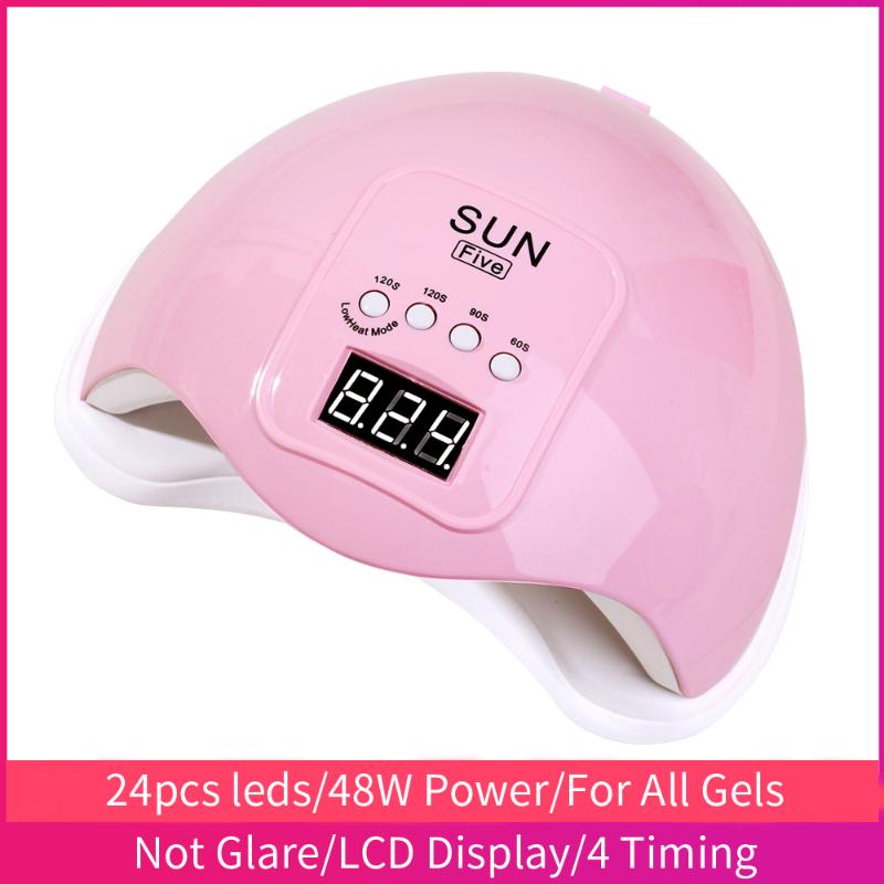 Noq Sun Five Nail Dryer 48w 24pcs Leds Uv Lamp For Nails Machine LED Nail Lamp Drying Gel Polish Manicure Art Tools, Pink 
Noq Sun Five Nail Dryer 48w 24pcs Leds Uv Lamp For Nails Machine LED Nail Lamp Drying Gel Polish Manicure Art Tools, Pink