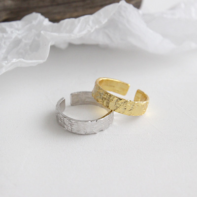 925 sterling silver fine jewelry hand-made designer minimalism adjustable open ring gold and silver colors nice gift for women and men