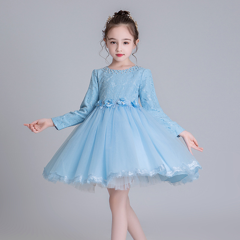 Autumn and Winter Style Flower Girl Party Long Sleeve Dress Girl Cotton Birthday Party Performance Ball Dress, Blue
Autumn and Winter Style Flower Girl Party Long Sleeve Dress Girl Cotton Birthday Party Performance Ball Dress, Blue