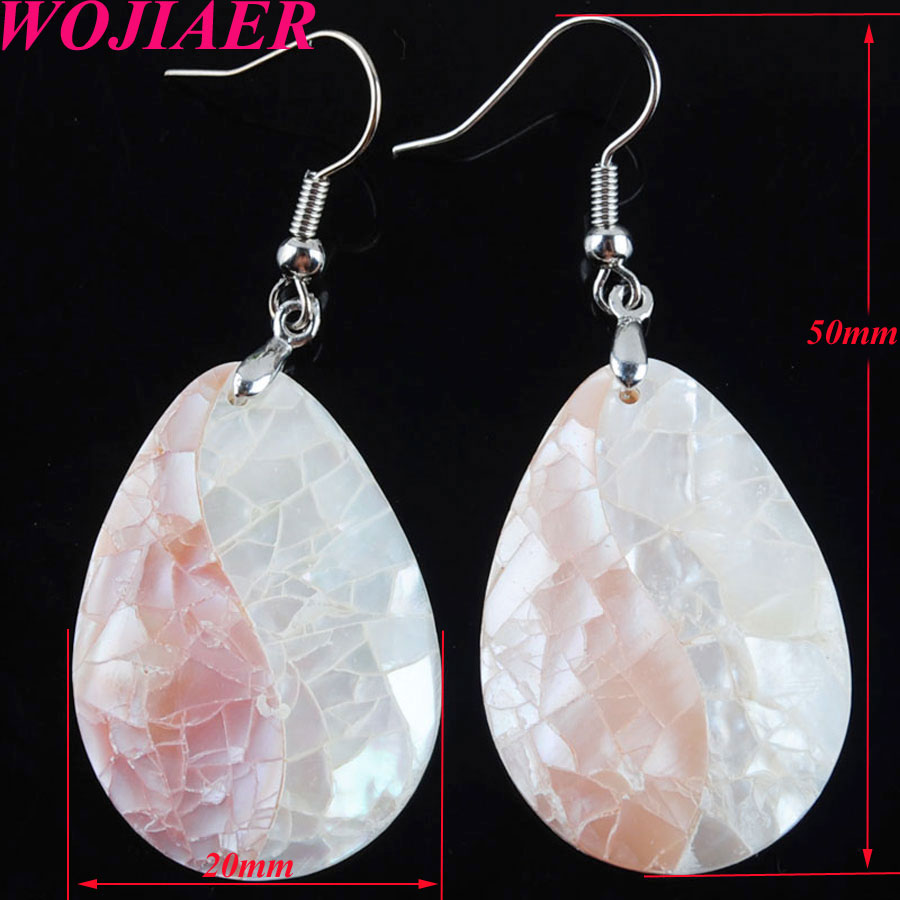 WOJIAER Double Color Drop Earrings For Women Water Dangle Earring Drops Statement Natural Abalone Shell Pearl Beads Jewelry BV904