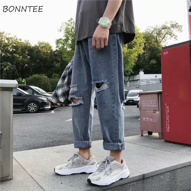 Men Jeans Straight Trousers Mens Ankle-length Hole Ins Harajuku Chic Korean Style Thin Loose All-match Streetwear Leisure Trendy, Blue
Men Jeans Straight Trousers Mens Ankle-length Hole Ins Harajuku Chic Korean Style Thin Loose All-match Streetwear Leisure Trendy, Blue