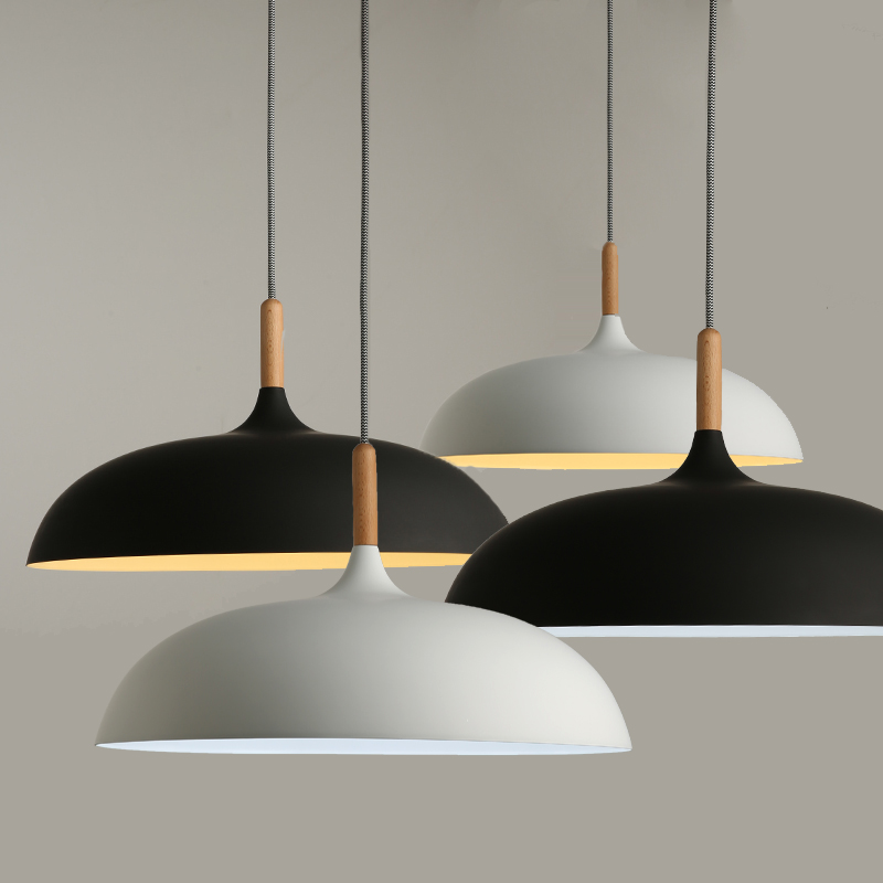 LED Minimalist Modern Pendant Lamps E27 Wood & Aluminum Lampshade Hanging Lights 110V 220v for Art Fashion Decor Luminaire