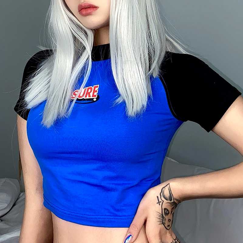 Waatfaak Contrast Patchwork Basic Crop Top T Shirt Female Printing Short Sleeve Casual Tee Shirt Fashion O Neck T-shirt Harajuku, Blue
Waatfaak Contrast Patchwork Basic Crop Top T Shirt Female Printing Short Sleeve Casual Tee Shirt Fashion O Neck T-shirt Harajuku, Blue
