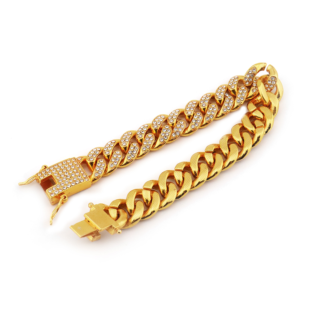 Hip Hop Iced Out Bling CZ Men Bracelet fashion 18 20cm long Miami Cuban Link bracelets male Hiphop jewelry gifts