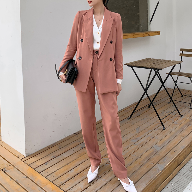 Fashion Solid Women Blazer Suits Long Sleeve Double breasted Blazer Pants Set 2020 Spring Office Two-piece Pant Suit, Camel
Fashion Solid Women Blazer Suits Long Sleeve Double breasted Blazer Pants Set 2020 Spring Office Two-piece Pant Suit, Camel