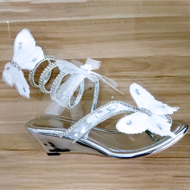 Snake Strap Sandals Women Summer Shoes Flat Wedge High Heels Crystal Women Gladiator Butterfly Sandals Open Clip Toe Ladies Shoe 210306