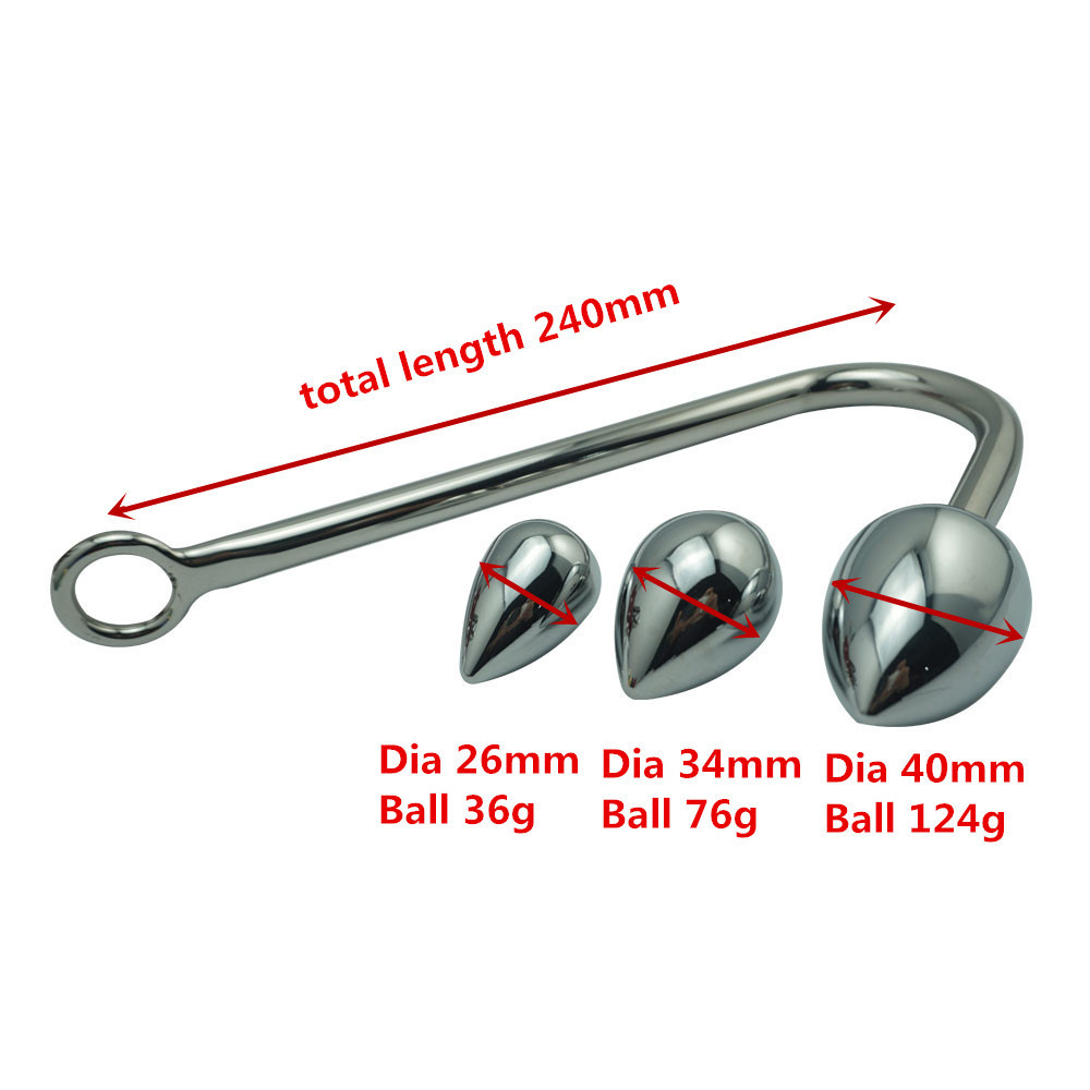 Small medium large ball head for choose metal anal hook butt plug dilator alluminum alloy prostate massager sex toy for male Y18110402
