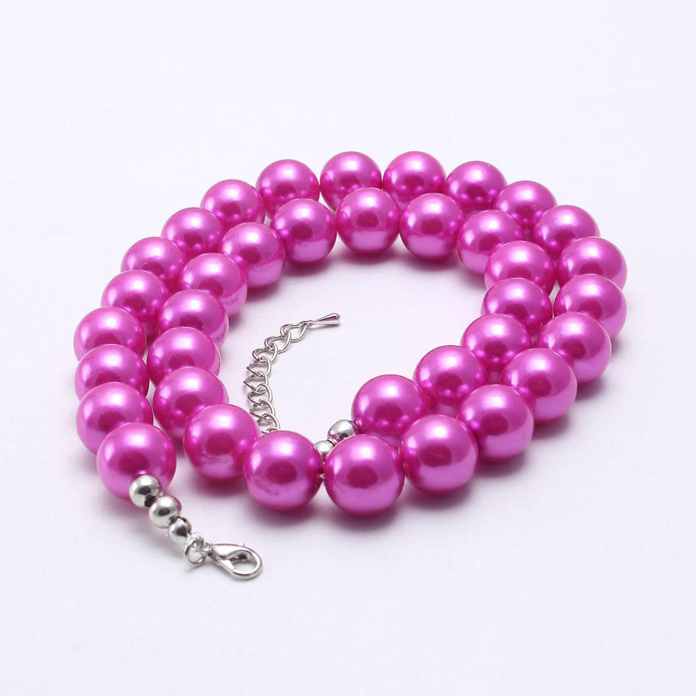 Newest Style Fashion Solid Color Pearl Kid Chunky Necklace Girls Bubblegum Beads Chunky Necklace Jewelry For Children