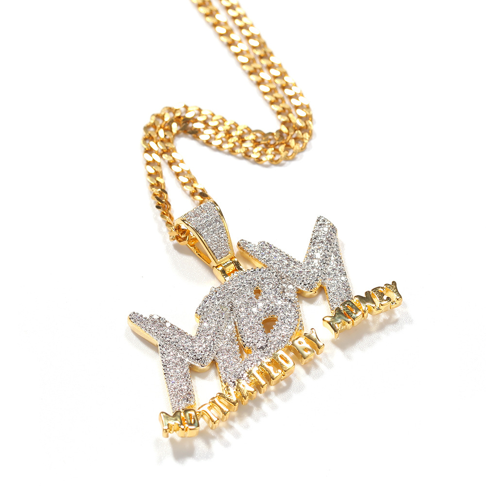 Men's Hip Hop Letter MBM Pendant Creative TopBling White Zirconia Pendant Necklace Charm Pendants Rap Jewelry