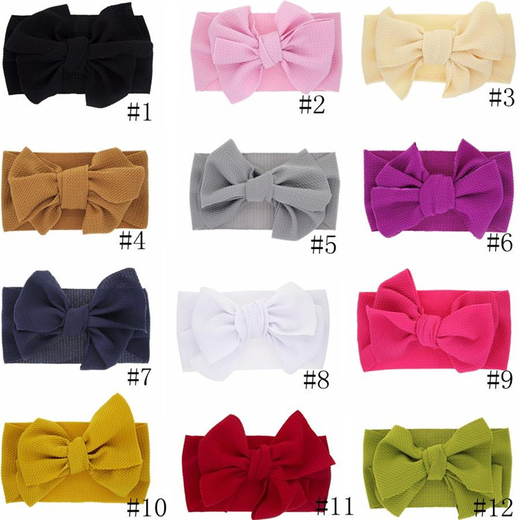 Baby Knot Headband Girls big bow headbands Elastic Bowknot hairbands Turban Solid Headwear Head Wrap Hair Band Accessories 100pcs T1I1752