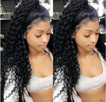 18" 160g Deep Curly Wrap Around Clip in on Ponytail Extensions Magic Paste Wavy Hair Pieces for Women and Girls drawstring human
