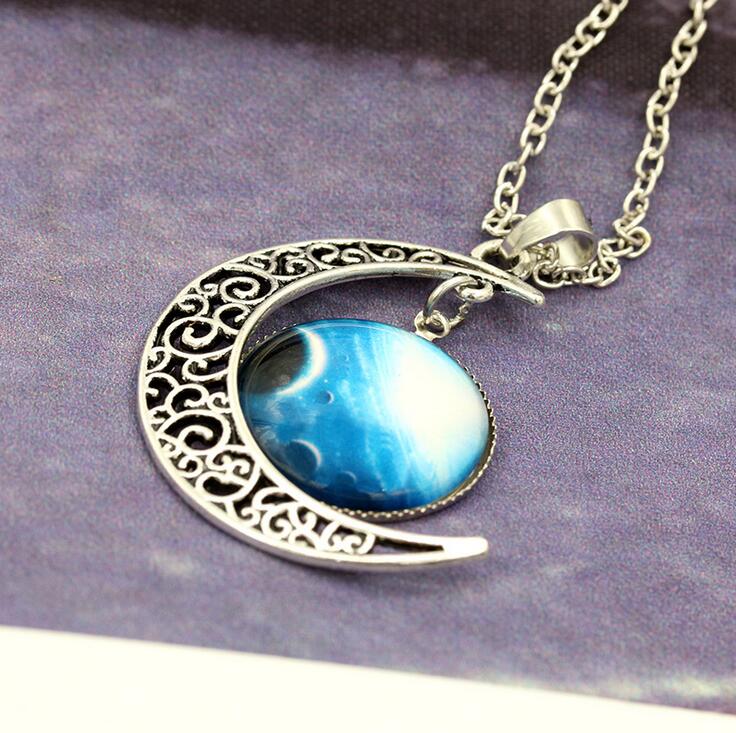 Interstellar gemstone necklace, alloy jewelry wholesale Moon Pendant DJN199 mix order Pendant Necklaces jewelry