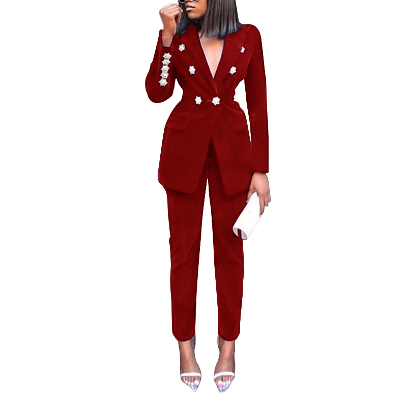 High street women' fashion suit deep v-neck spliced long tops and long pants 2 piece set fashion sexy outfit, Red
High street women' fashion suit deep v-neck spliced long tops and long pants 2 piece set fashion sexy outfit, Red