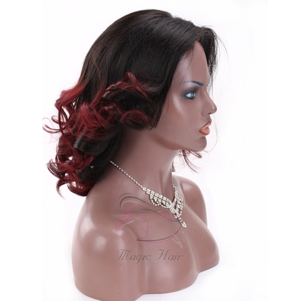 T1b/99j Color Good Quality 4x4 Lace Closure Human Hair Wigs Pear Flower Wave Brazilian Human Hair Wigs 130% Density 150% Density