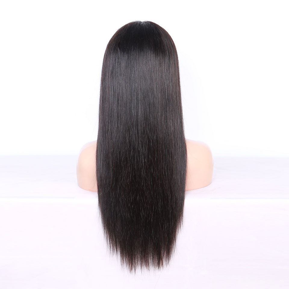 Human Hair Lace Front Wig With Bangs Straight Human Frontal Closure Wigs For Black Women