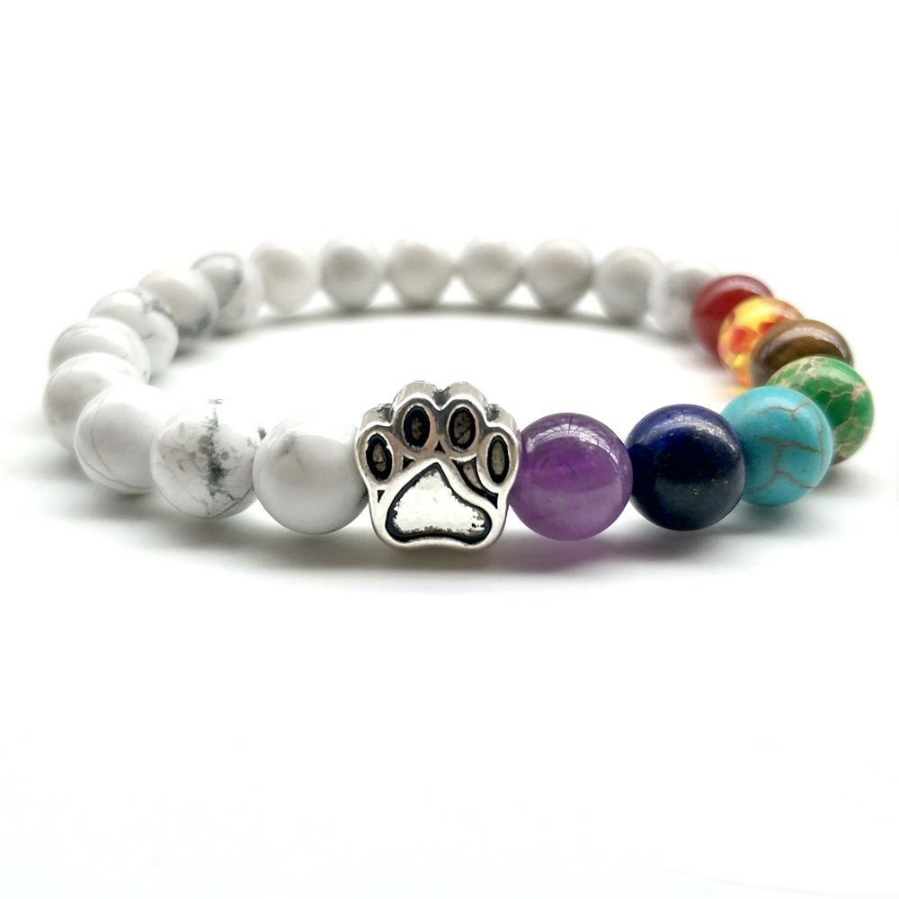 7 Chakra Natural stone beads Bracelet For Women Men Cat dog claw Charm Lava Stone Healing balance Yoga beaded Bangle DIY Jewelry