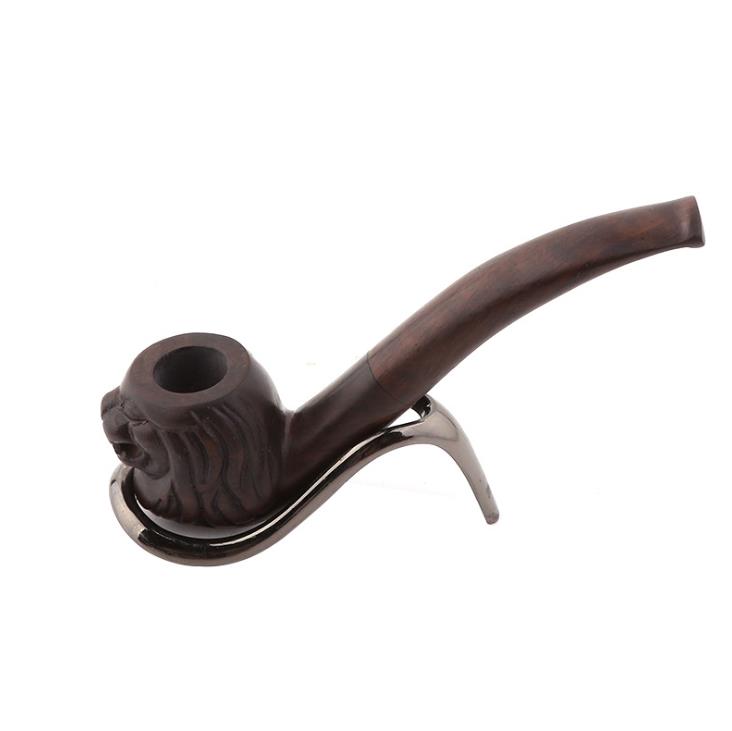 Lion Head Sculpture Personality Black Sandalwood Pipe Gift Bending Ebon Pipe with Patterns
Lion Head Sculpture Personality Black Sandalwood Pipe Gift Bending Ebon Pipe with Patterns