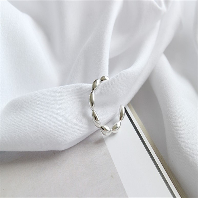New Simple Open Rings For Women Fashion Wedding Band Authentic 925 Sterling Silver Multi Oval Beads Statement Ring