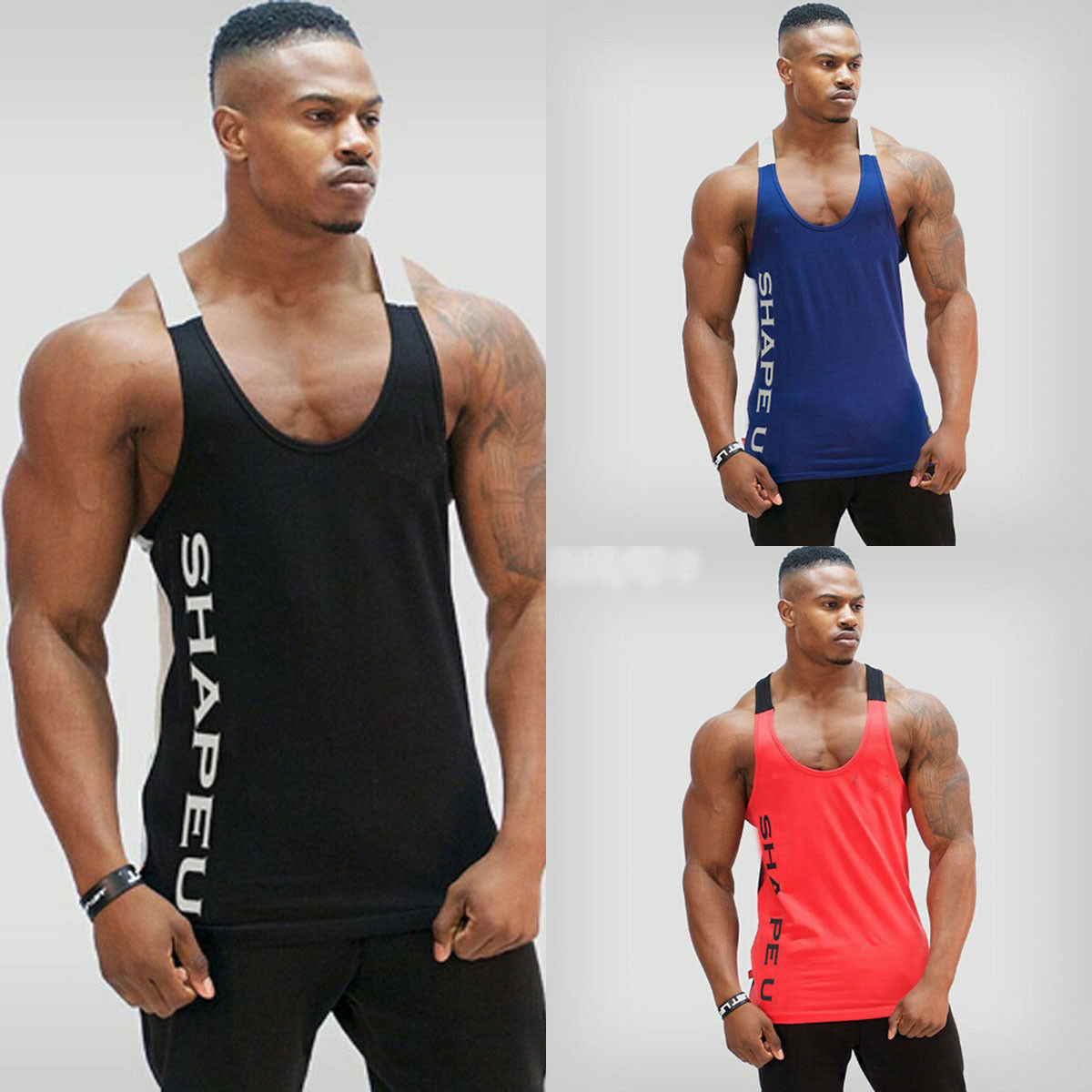 Gym Men's Muscle Sleeveless Tank Top Tee T-Shirt Fitness Bodybuilding Sport Vest, Black 
Gym Men's Muscle Sleeveless Tank Top Tee T-Shirt Fitness Bodybuilding Sport Vest, Black